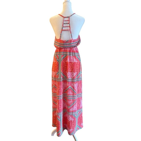 MINKPINK Boho Maxi Dress  Size Extra Small – Halter Neck Red Geometric Print - Picture 4 of 8